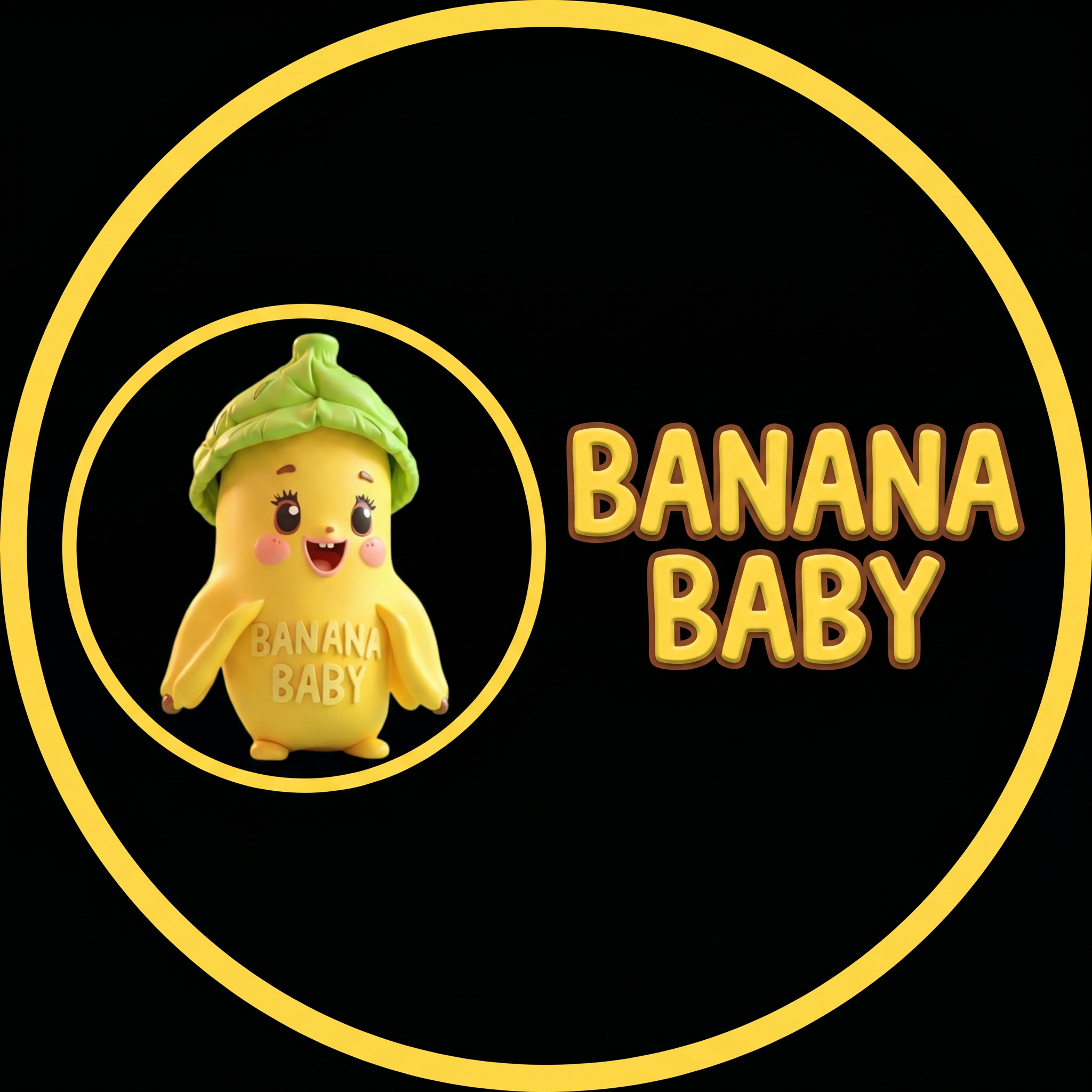 AI Design for CREATE A LOGO WITH THE ABOVE ATTACHED IMAGE WHERE LEFT SIDE IS IMAGE IN ROUND SHAPE AND BESIDE THAT" BANANA BABY" IS WRITTEN