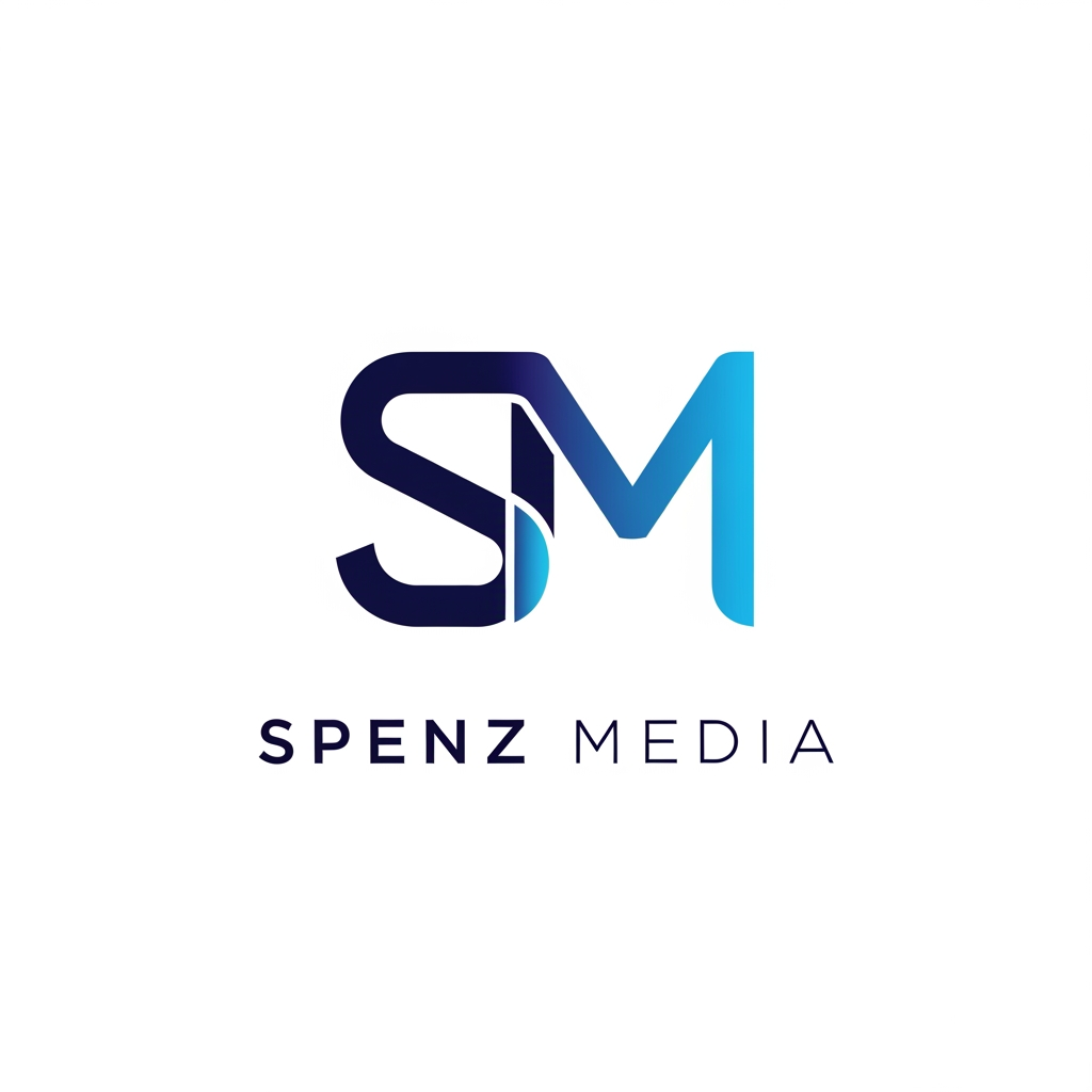 AI Design for Design a premium, unique, modern logo for "Spenz Media", a digital marketing and growth agency. Create a custom monogram using the letters "S" and "M" seamlessly integrated into a single iconic symbol. Avoid generic arrows, charts, megaphones, rockets, and marketing clichés. The logo should feel innovative, intelligent, and memorable, similar to the quality of top agency and tech company branding. Use clean geometric construction, balanced negative space, and subtle visual depth. Incorporate Spenz Media's existing brand colors with a deep navy blue and vibrant blue gradient. The icon should be recognizable even without the company name and work well as a website favicon, social media profile, proposal cover, and app icon. Include a sophisticated sans-serif wordmark "SPENZ MEDIA" below or beside the icon. Minimalist, professional, scalable vector design, white background, luxury-tech aesthetic, award-winning branding style, Behance and Dribbble quality, highly original and timeless.