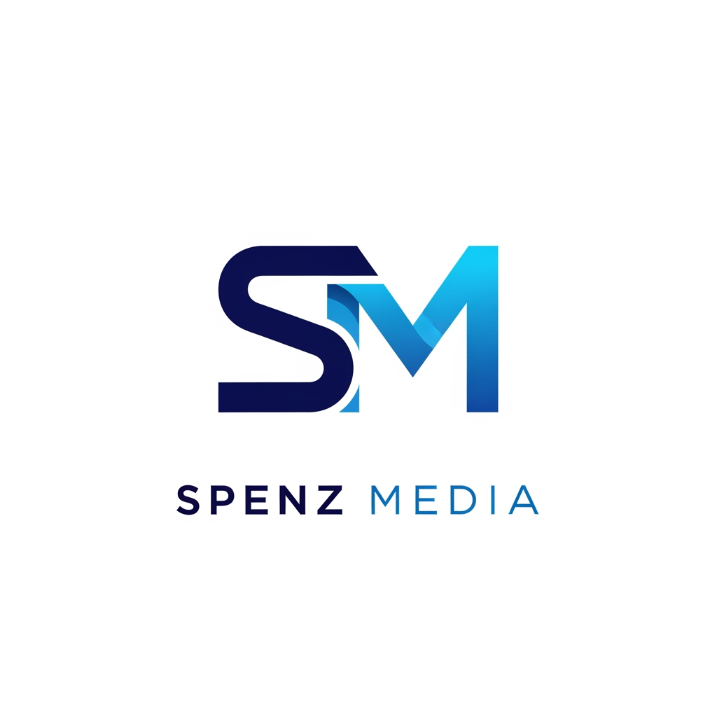 AI Design for Design a premium, unique, modern logo for "Spenz Media", a digital marketing and growth agency. Create a custom monogram using the letters "S" and "M" seamlessly integrated into a single iconic symbol. Avoid generic arrows, charts, megaphones, rockets, and marketing clichés. The logo should feel innovative, intelligent, and memorable, similar to the quality of top agency and tech company branding. Use clean geometric construction, balanced negative space, and subtle visual depth. Incorporate Spenz Media's existing brand colors with a deep navy blue and vibrant blue gradient. The icon should be recognizable even without the company name and work well as a website favicon, social media profile, proposal cover, and app icon. Include a sophisticated sans-serif wordmark "SPENZ MEDIA" below or beside the icon. Minimalist, professional, scalable vector design, white background, luxury-tech aesthetic, award-winning branding style, Behance and Dribbble quality, highly original and timeless.