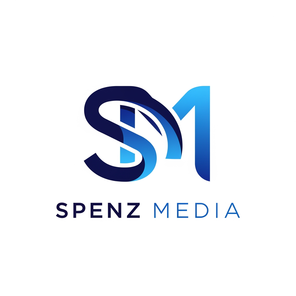 AI Design for Design a premium, unique, modern logo for "Spenz Media", a digital marketing and growth agency. Create a custom monogram using the letters "S" and "M" seamlessly integrated into a single iconic symbol. Avoid generic arrows, charts, megaphones, rockets, and marketing clichés. The logo should feel innovative, intelligent, and memorable, similar to the quality of top agency and tech company branding. Use clean geometric construction, balanced negative space, and subtle visual depth. Incorporate Spenz Media's existing brand colors with a deep navy blue and vibrant blue gradient. The icon should be recognizable even without the company name and work well as a website favicon, social media profile, proposal cover, and app icon. Include a sophisticated sans-serif wordmark "SPENZ MEDIA" below or beside the icon. Minimalist, professional, scalable vector design, white background, luxury-tech aesthetic, award-winning branding style, Behance and Dribbble quality, highly original and timeless.