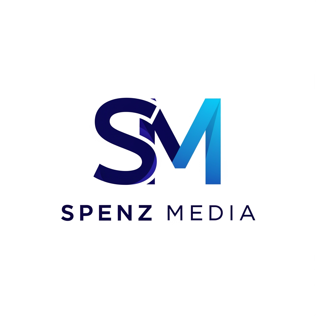 AI Design for Design a premium, unique, modern logo for "Spenz Media", a digital marketing and growth agency. Create a custom monogram using the letters "S" and "M" seamlessly integrated into a single iconic symbol. Avoid generic arrows, charts, megaphones, rockets, and marketing clichés. The logo should feel innovative, intelligent, and memorable, similar to the quality of top agency and tech company branding. Use clean geometric construction, balanced negative space, and subtle visual depth. Incorporate Spenz Media's existing brand colors with a deep navy blue and vibrant blue gradient. The icon should be recognizable even without the company name and work well as a website favicon, social media profile, proposal cover, and app icon. Include a sophisticated sans-serif wordmark "SPENZ MEDIA" below or beside the icon. Minimalist, professional, scalable vector design, white background, luxury-tech aesthetic, award-winning branding style, Behance and Dribbble quality, highly original and timeless.