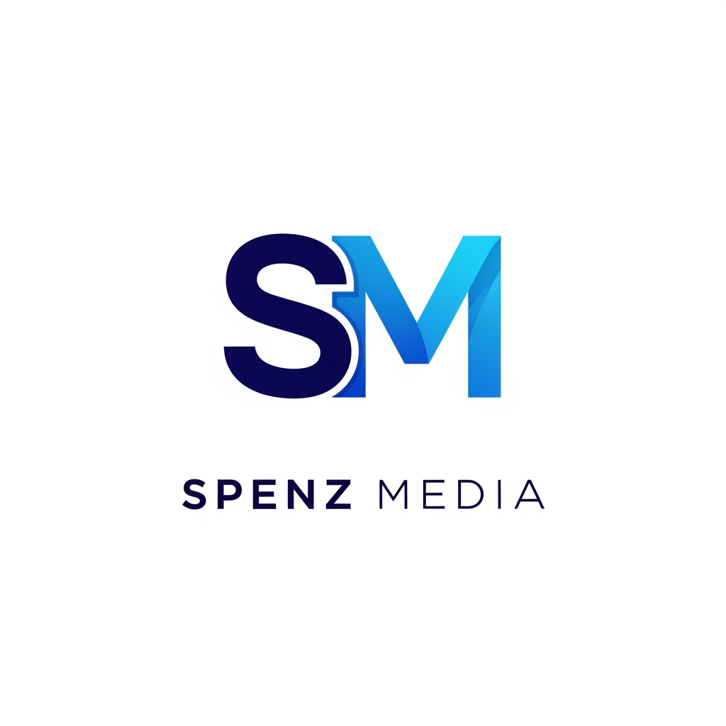 AI Design for Design a premium, unique, modern logo for "Spenz Media", a digital marketing and growth agency. Create a custom monogram using the letters "S" and "M" seamlessly integrated into a single iconic symbol. Avoid generic arrows, charts, megaphones, rockets, and marketing clichés. The logo should feel innovative, intelligent, and memorable, similar to the quality of top agency and tech company branding. Use clean geometric construction, balanced negative space, and subtle visual depth. Incorporate Spenz Media's existing brand colors with a deep navy blue and vibrant blue gradient. The icon should be recognizable even without the company name and work well as a website favicon, social media profile, proposal cover, and app icon. Include a sophisticated sans-serif wordmark "SPENZ MEDIA" below or beside the icon. Minimalist, professional, scalable vector design, white background, luxury-tech aesthetic, award-winning branding style, Behance and Dribbble quality, highly original and timeless.