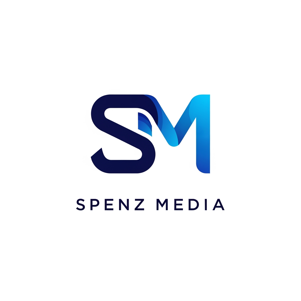 AI Design for Design a premium, unique, modern logo for "Spenz Media", a digital marketing and growth agency. Create a custom monogram using the letters "S" and "M" seamlessly integrated into a single iconic symbol. Avoid generic arrows, charts, megaphones, rockets, and marketing clichés. The logo should feel innovative, intelligent, and memorable, similar to the quality of top agency and tech company branding. Use clean geometric construction, balanced negative space, and subtle visual depth. Incorporate Spenz Media's existing brand colors with a deep navy blue and vibrant blue gradient. The icon should be recognizable even without the company name and work well as a website favicon, social media profile, proposal cover, and app icon. Include a sophisticated sans-serif wordmark "SPENZ MEDIA" below or beside the icon. Minimalist, professional, scalable vector design, white background, luxury-tech aesthetic, award-winning branding style, Behance and Dribbble quality, highly original and timeless.