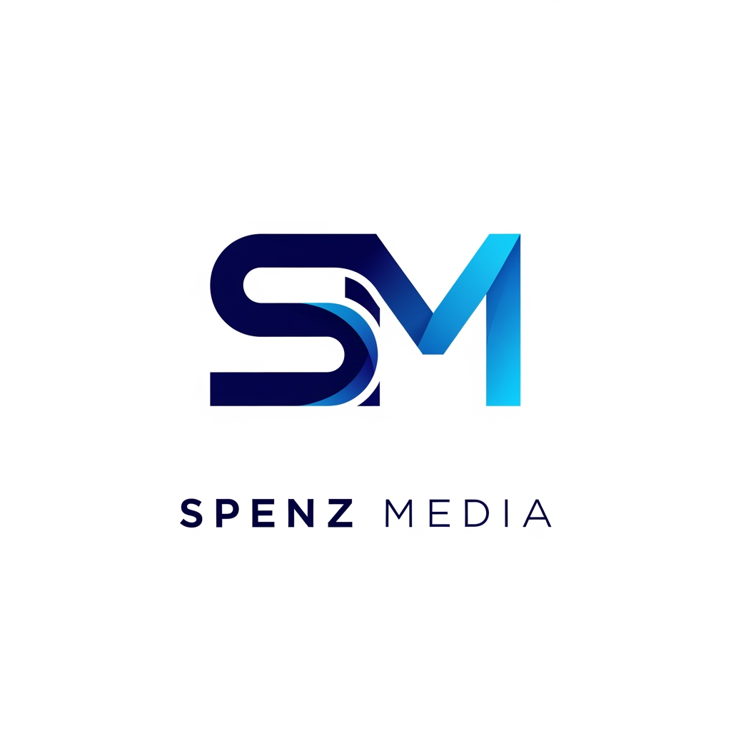 AI Design for Design a premium, unique, modern logo for "Spenz Media", a digital marketing and growth agency. Create a custom monogram using the letters "S" and "M" seamlessly integrated into a single iconic symbol. Avoid generic arrows, charts, megaphones, rockets, and marketing clichés. The logo should feel innovative, intelligent, and memorable, similar to the quality of top agency and tech company branding. Use clean geometric construction, balanced negative space, and subtle visual depth. Incorporate Spenz Media's existing brand colors with a deep navy blue and vibrant blue gradient. The icon should be recognizable even without the company name and work well as a website favicon, social media profile, proposal cover, and app icon. Include a sophisticated sans-serif wordmark "SPENZ MEDIA" below or beside the icon. Minimalist, professional, scalable vector design, white background, luxury-tech aesthetic, award-winning branding style, Behance and Dribbble quality, highly original and timeless.