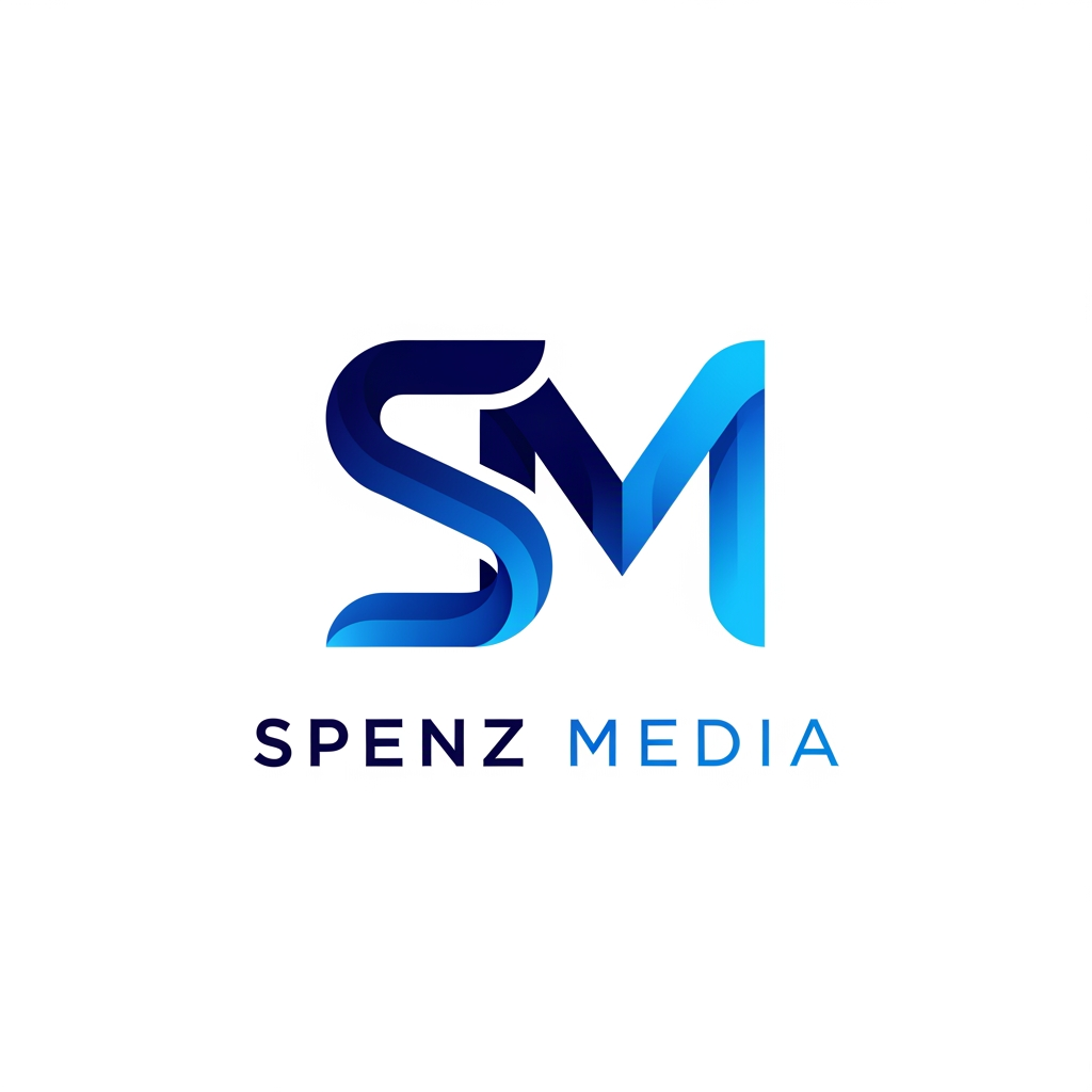 AI Design for Design a premium, unique, modern logo for "Spenz Media", a digital marketing and growth agency. Create a custom monogram using the letters "S" and "M" seamlessly integrated into a single iconic symbol. Avoid generic arrows, charts, megaphones, rockets, and marketing clichés. The logo should feel innovative, intelligent, and memorable, similar to the quality of top agency and tech company branding. Use clean geometric construction, balanced negative space, and subtle visual depth. Incorporate Spenz Media's existing brand colors with a deep navy blue and vibrant blue gradient. The icon should be recognizable even without the company name and work well as a website favicon, social media profile, proposal cover, and app icon. Include a sophisticated sans-serif wordmark "SPENZ MEDIA" below or beside the icon. Minimalist, professional, scalable vector design, white background, luxury-tech aesthetic, award-winning branding style, Behance and Dribbble quality, highly original and timeless.