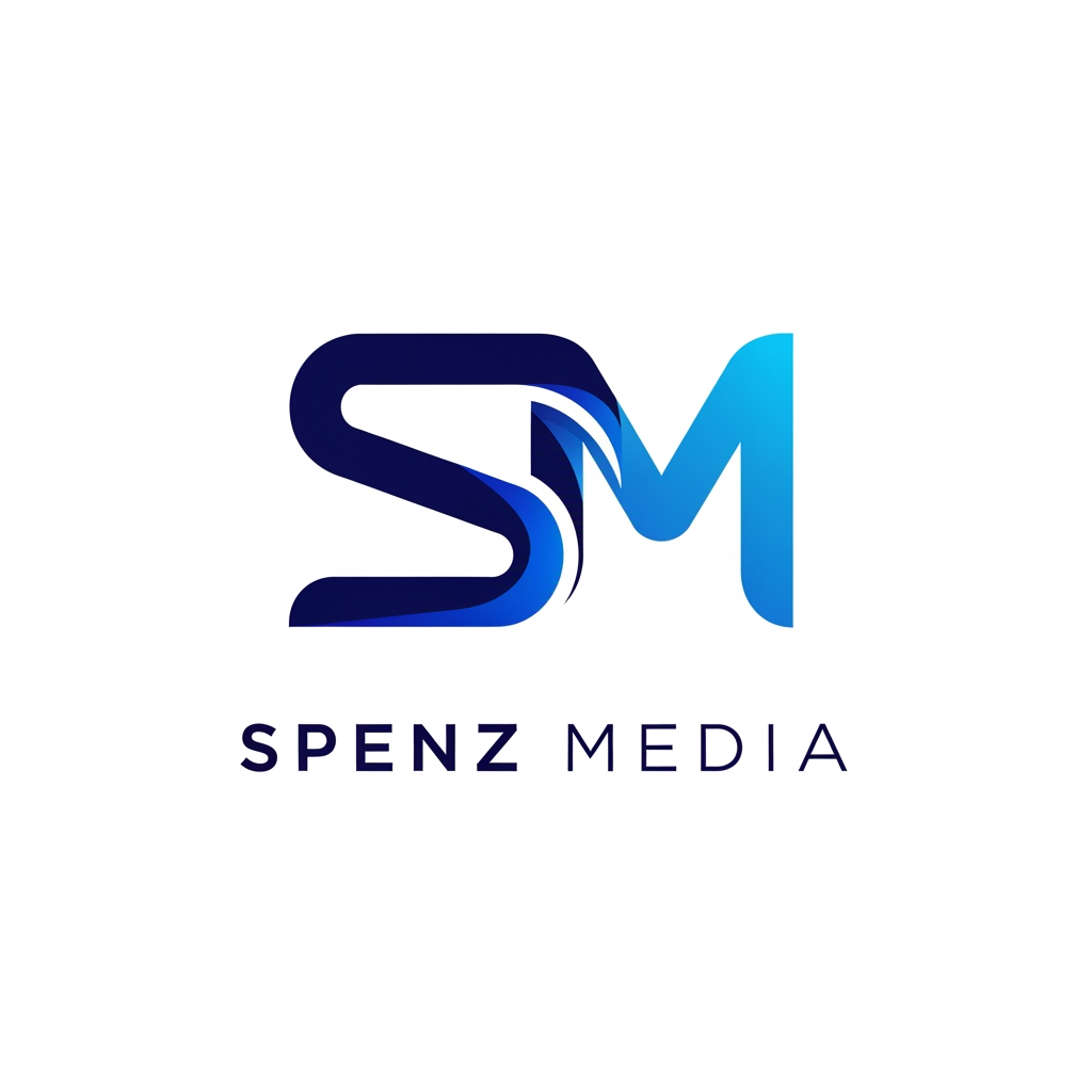 AI Design for Design a premium, unique, modern logo for "Spenz Media", a digital marketing and growth agency. Create a custom monogram using the letters "S" and "M" seamlessly integrated into a single iconic symbol. Avoid generic arrows, charts, megaphones, rockets, and marketing clichés. The logo should feel innovative, intelligent, and memorable, similar to the quality of top agency and tech company branding. Use clean geometric construction, balanced negative space, and subtle visual depth. Incorporate Spenz Media's existing brand colors with a deep navy blue and vibrant blue gradient. The icon should be recognizable even without the company name and work well as a website favicon, social media profile, proposal cover, and app icon. Include a sophisticated sans-serif wordmark "SPENZ MEDIA" below or beside the icon. Minimalist, professional, scalable vector design, white background, luxury-tech aesthetic, award-winning branding style, Behance and Dribbble quality, highly original and timeless.