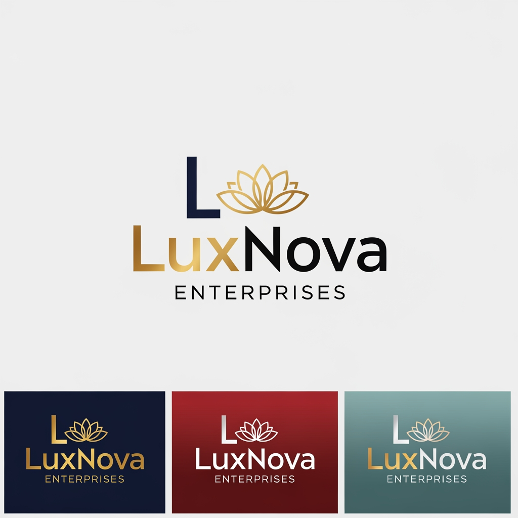 AI Design for Create a premium, modern, unique logo for a brand named "Sri Laxmi Enterprises". Use the uploaded reference logo only for inspiration. Create a clean, professional, high-end brand logo that looks premium, memorable and suitable for Instagram, website, packaging and business branding. Logo style should be minimal, luxury, bold, creative and modern. Add a unique icon/symbol related to the brand name. Typography should be clean, readable and professional. Create multiple unique logo design options with different premium color combinations. Keep the logo sharp, balanced, vector-style, high quality, clean background, no extra text, no mockup, no watermark. Where it says "Sri Laxmi Enterprises", replace it with your own brand name.