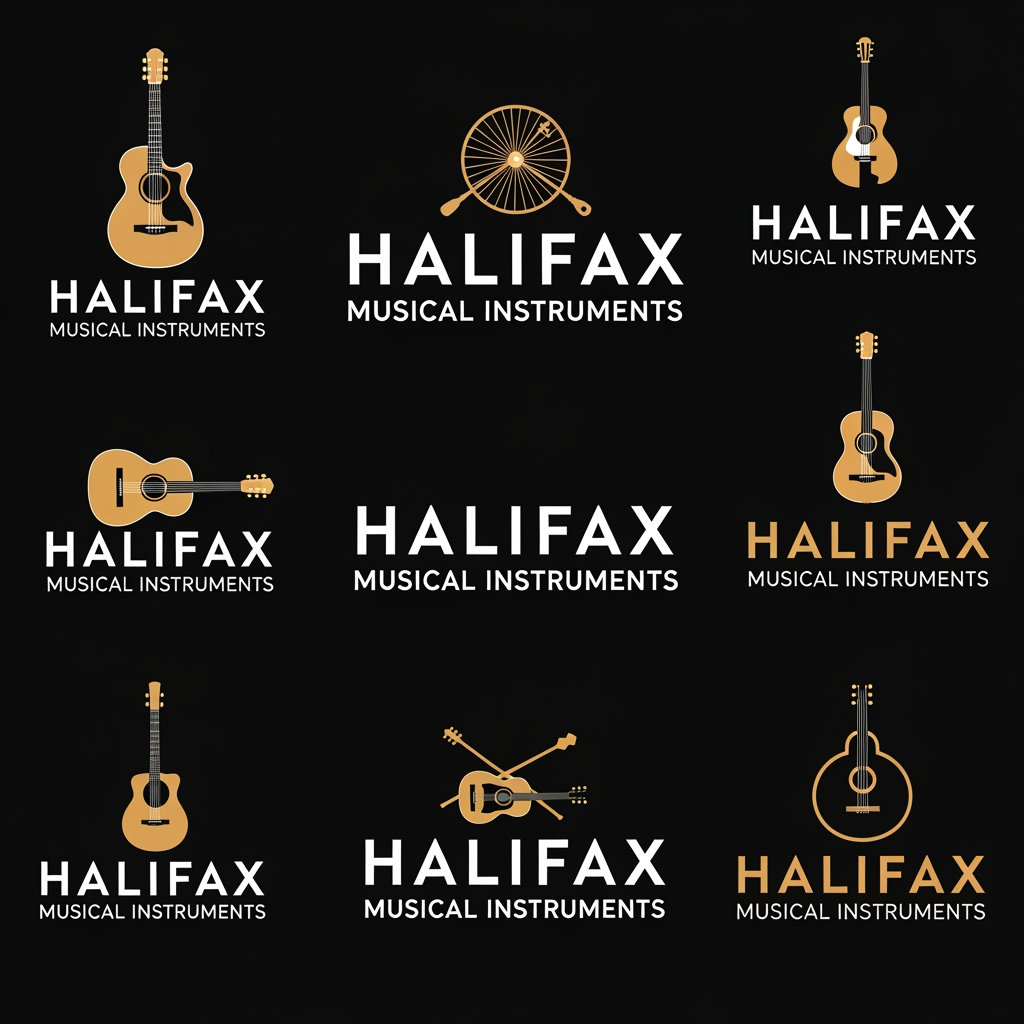 AI Design for please create logo halifax musicle instruments 
more different