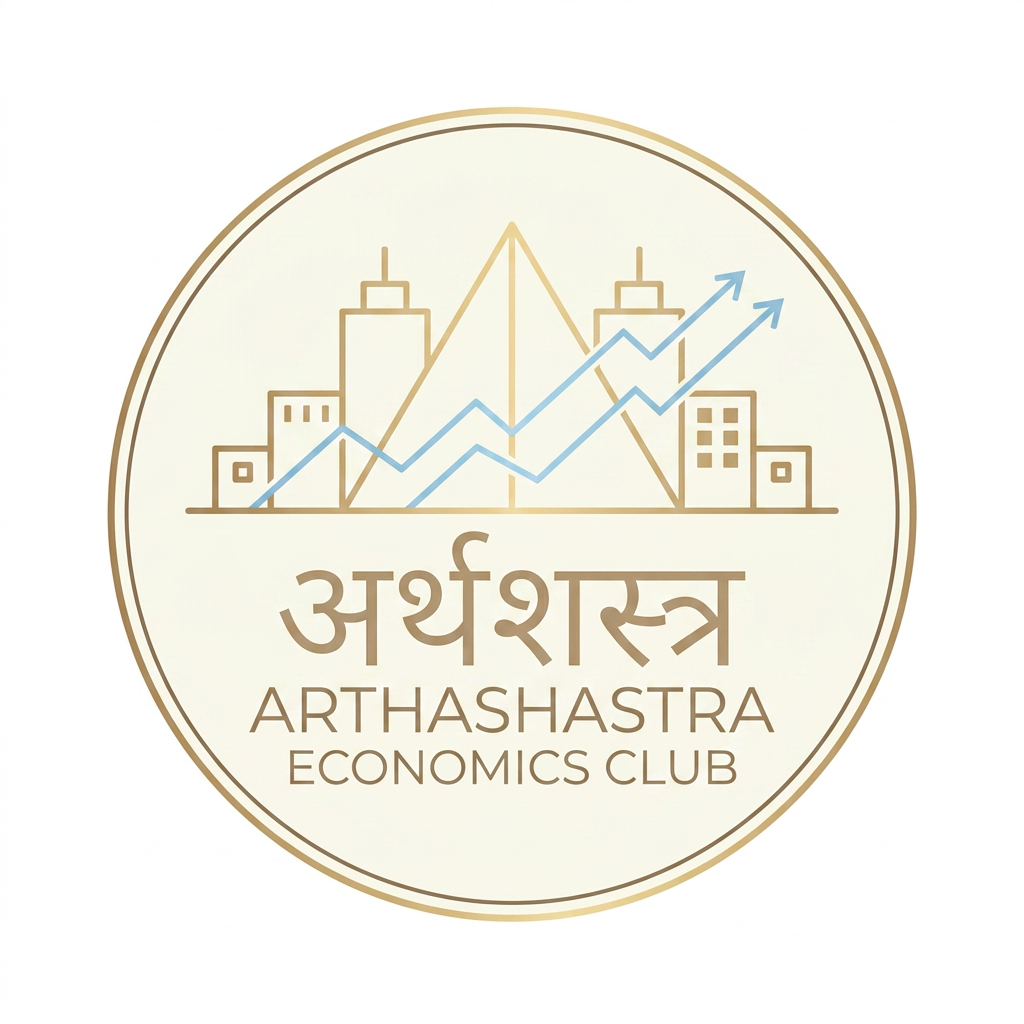 AI Design for i need to make a logo for my club, Arthashastra. This is the reference, I need the hindi touch to it too. but this is a little dull and the background does not look apt. so make a new logo for an economics club. i need light colours only