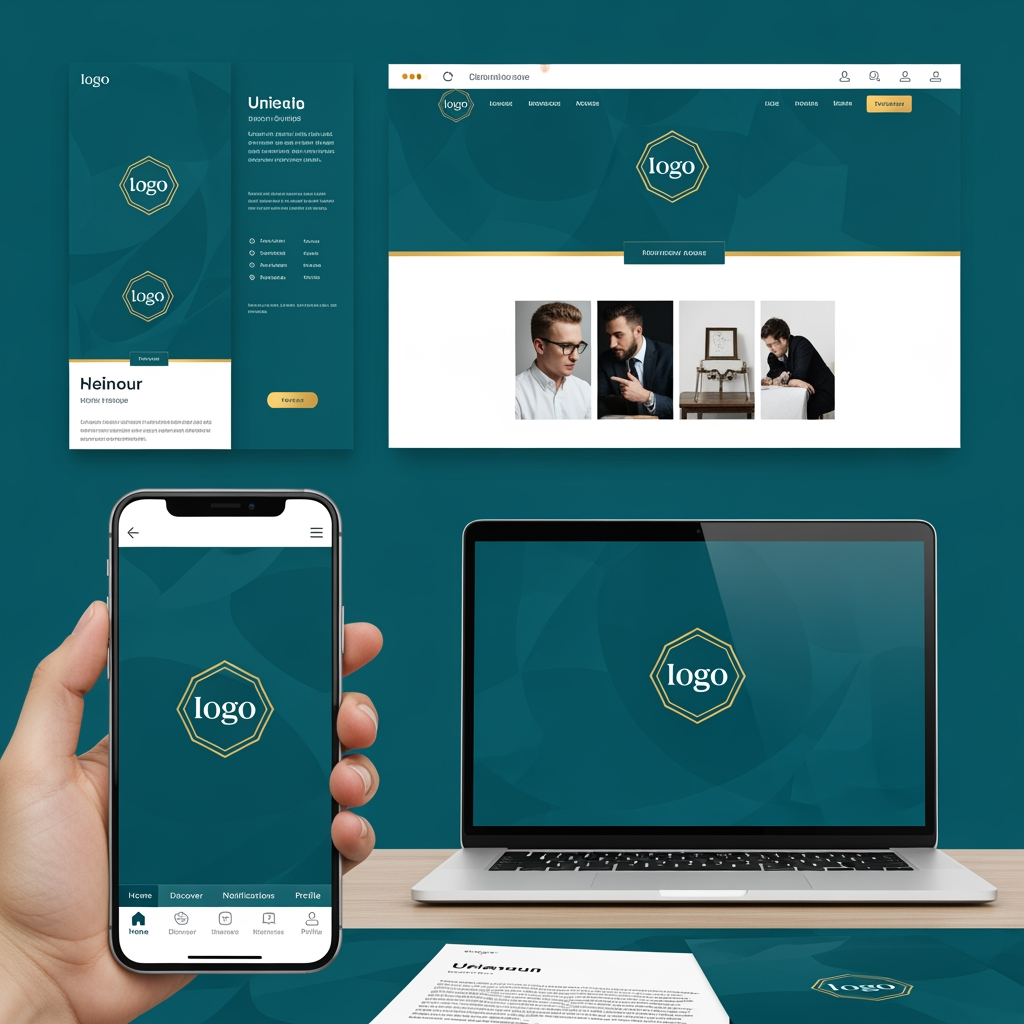 AI Design for ✅ Premium Aesthetic: Teal + Gold colors across all platforms
✅ Consistency: Logo appears unified yet adaptable
✅ Professional Grade: Rivals enterprise-level app design
✅ Interactive Tabs: Switch between different contexts
✅ Real-World Mockups: See actual use cases
✅ Brand Coherence: Consistent across mobile, web, print