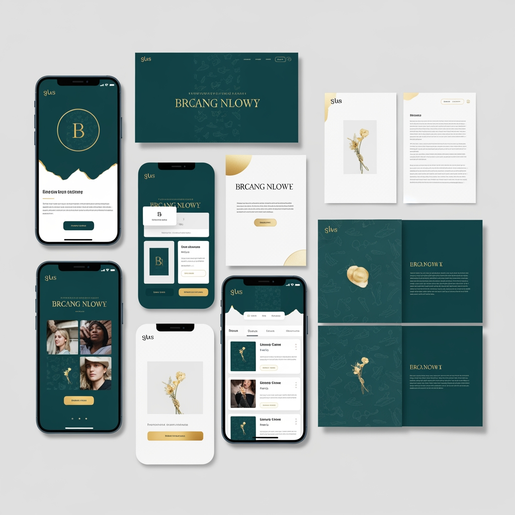 AI Design for ✅ Premium Aesthetic: Teal + Gold colors across all platforms
✅ Consistency: Logo appears unified yet adaptable
✅ Professional Grade: Rivals enterprise-level app design
✅ Interactive Tabs: Switch between different contexts
✅ Real-World Mockups: See actual use cases
✅ Brand Coherence: Consistent across mobile, web, print