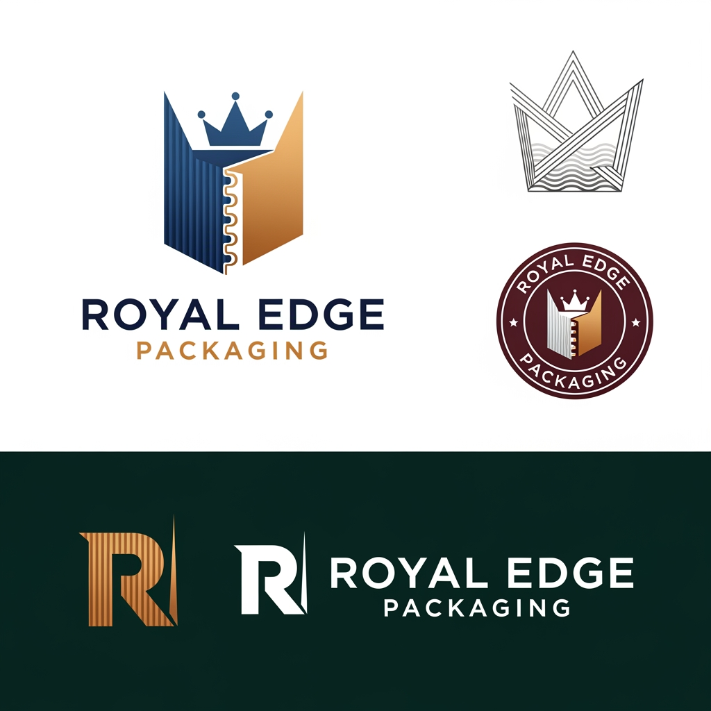 AI Design for I want you to make a logo for the brand "Royal Edge Packaging" it is a corrugated box manufacturing company. Give me different varieties of logos.