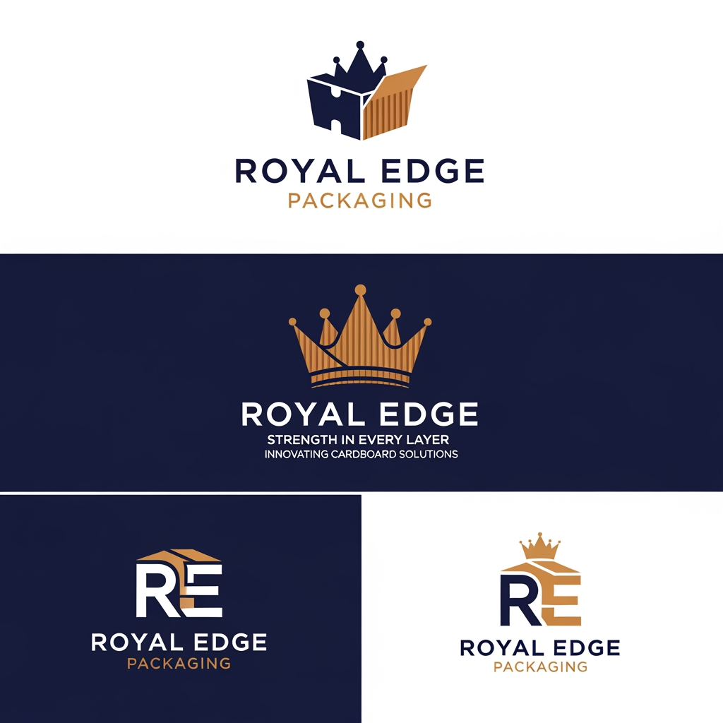 AI Design for I want you to make a logo for the brand "Royal Edge Packaging" it is a corrugated box manufacturing company. Give me different varieties of logos.