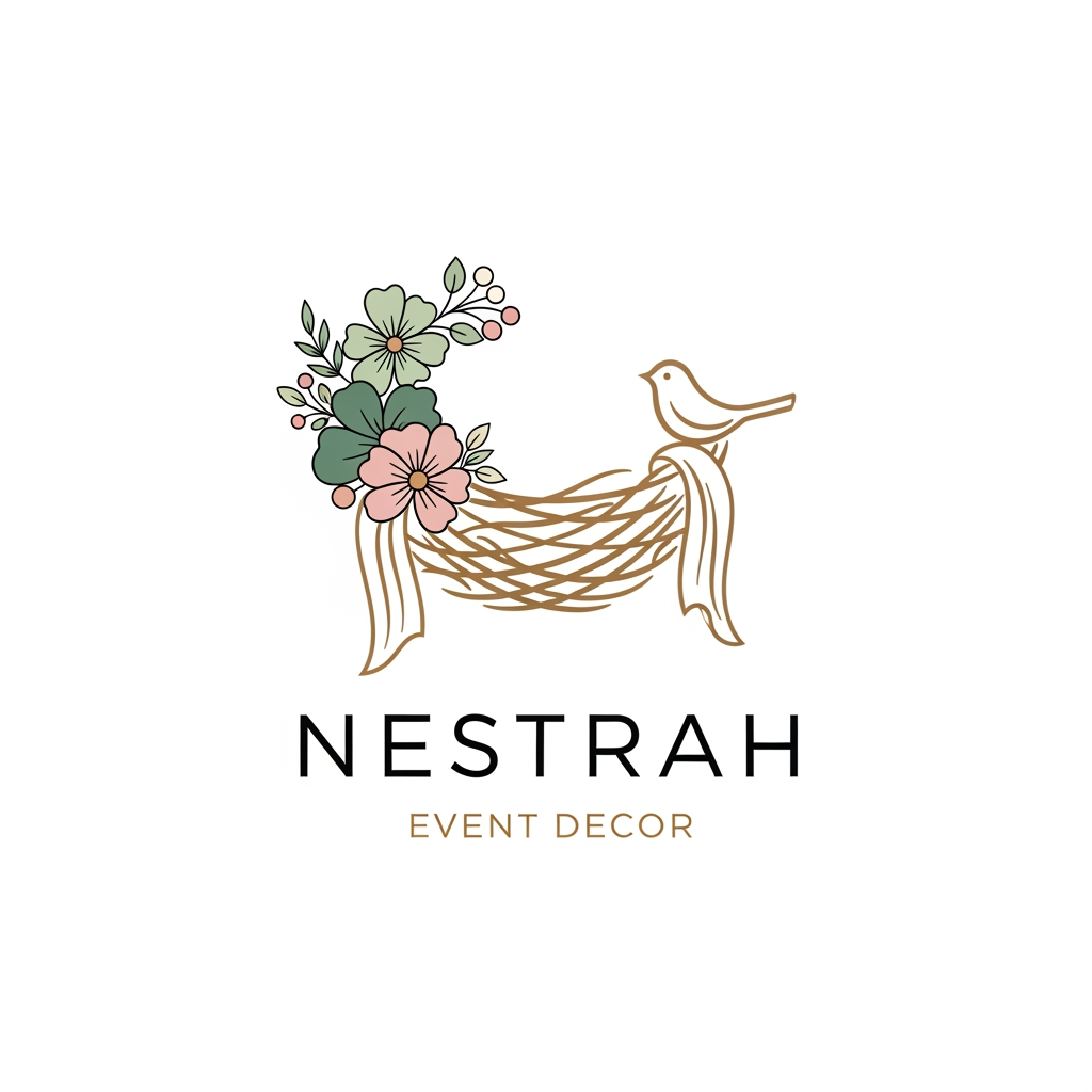 AI Design for logo for name Nestrah its an event decor company