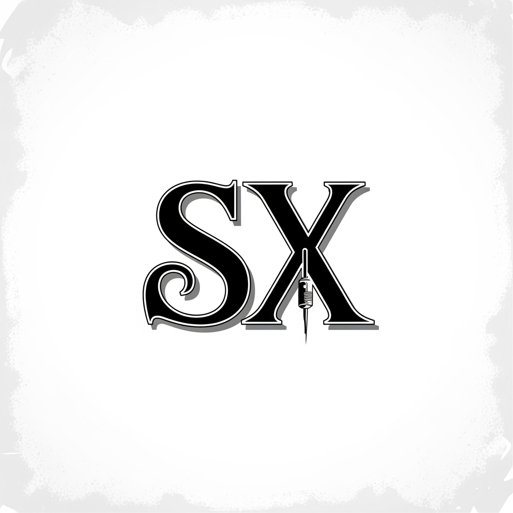 AI Design for generate me a logo with letter sx for a tatoo shop unique and simple which gives a great meaning behind it