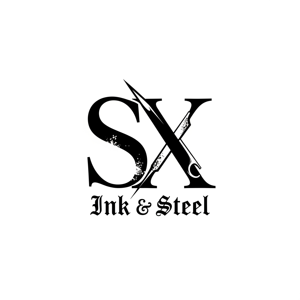 AI Design for generate me a logo with letter sx for a tatoo shop with black and white