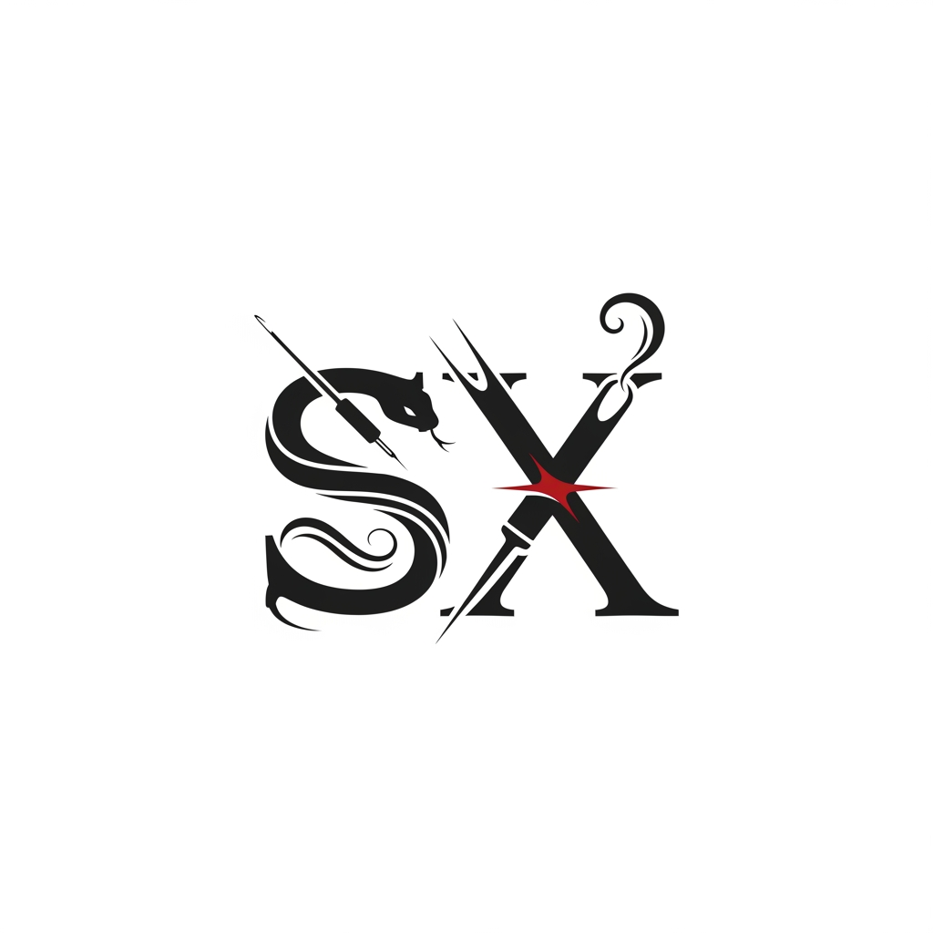 AI Design for generate me a logo with letter sx for a tatoo shop unique and simple which gives a great meaning behind it