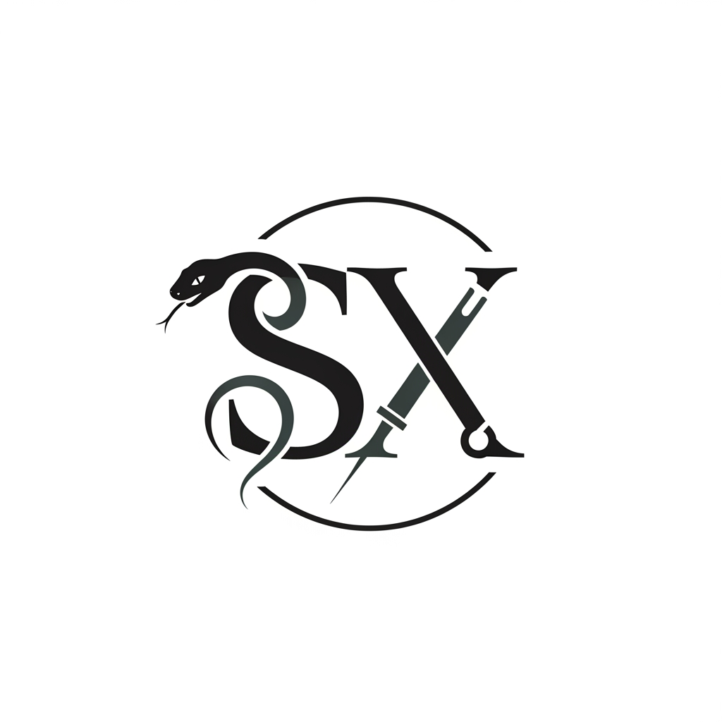 AI Design for generate me a logo with letter sx for a tatoo shop unique and simple which gives a great meaning behind it