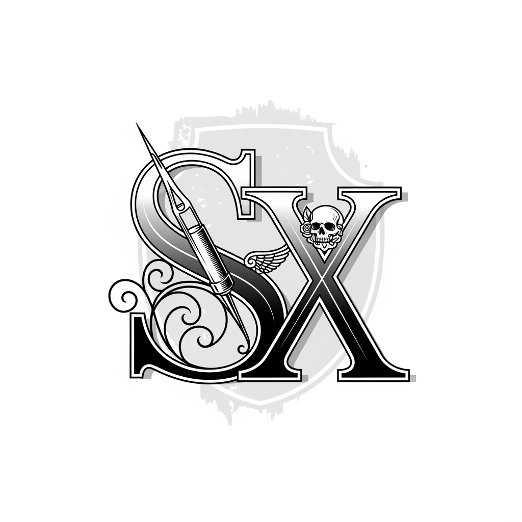 AI Design for generate me a logo with letter sx for a tatoo shop