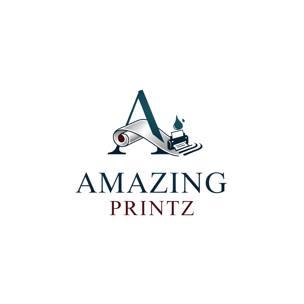 AI Design for create a elegant and professional logo for my business "Amazing Printz" our business is one stop solution for printing and branding