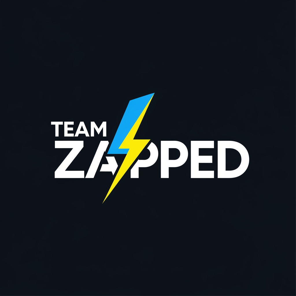 AI Design for we are i a hackathon, the team name is "Team Zapped" we are 4 members and we are looking for bold, clean, aesthetic, creative look for our logo, which leaves an impact on the judges