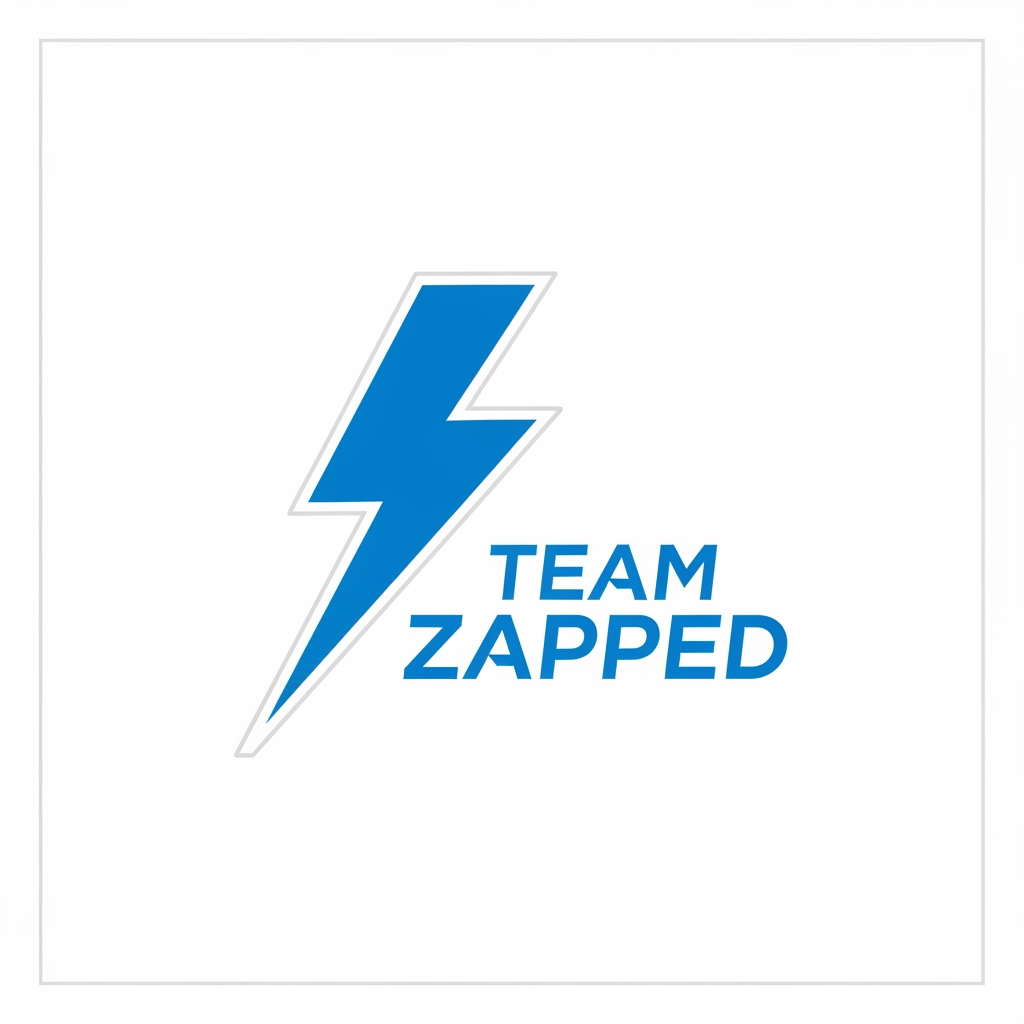 AI Design for we are i a hackathon, the team name is "Team Zapped" we are 4 members and we are looking for bold, clean, aesthetic, creative look for our logo, which leaves an impact on the judges