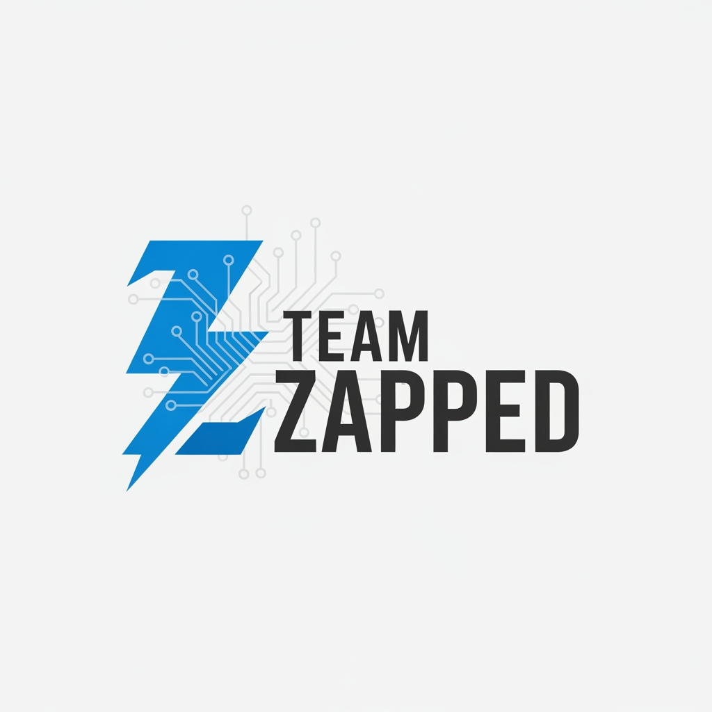 AI Design for we are i a hackathon, the team name is "Team Zapped" we are 4 members and we are looking for bold, clean, aesthetic, creative look for our logo, which leaves an impact on the judges