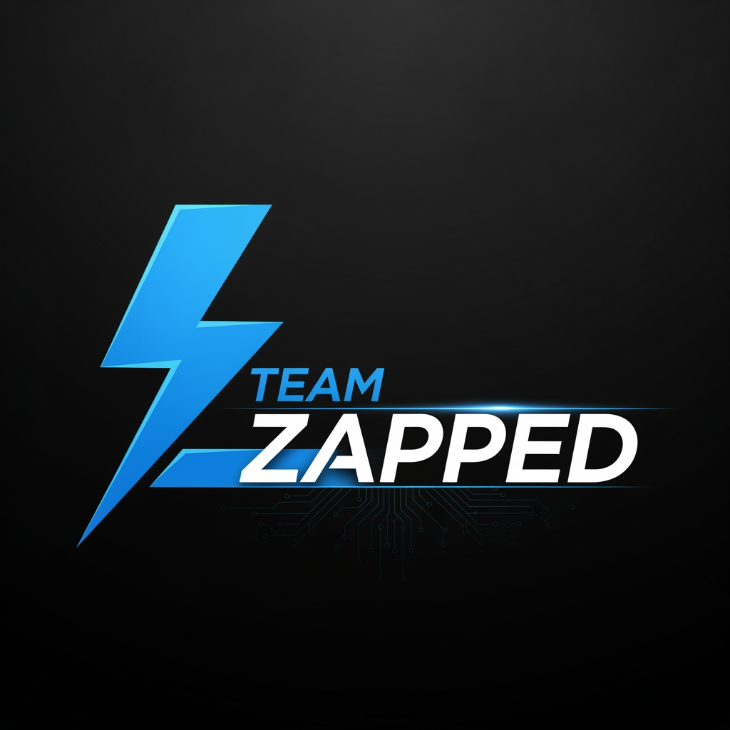 AI Design for we are i a hackathon, the team name is "Team Zapped" we are 4 members and we are looking for bold, clean, aesthetic, creative look for our logo, which leaves an impact on the judges