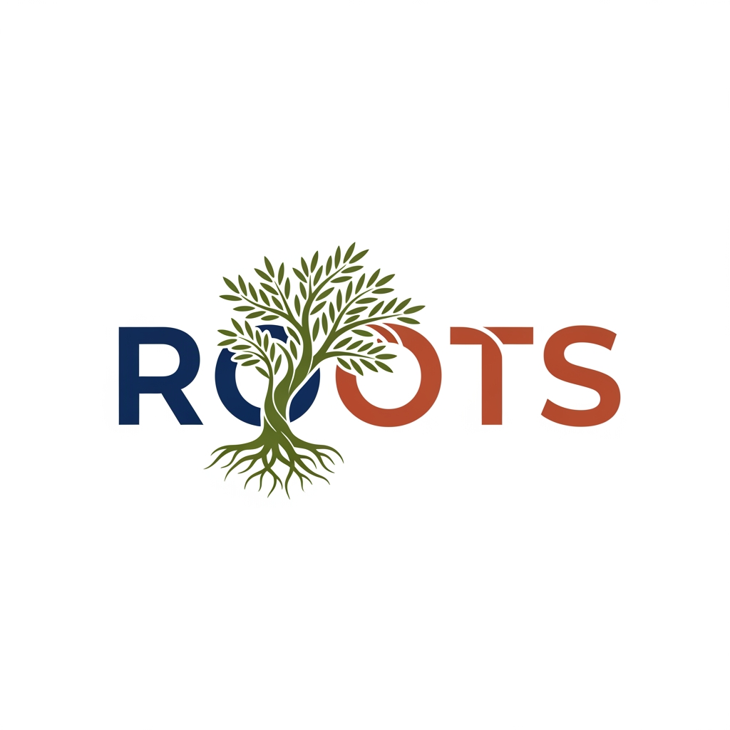 AI Design for can you create a logo for the brand ROOTS es para una marca de deporte basada en valores mediterraneos y elegantes