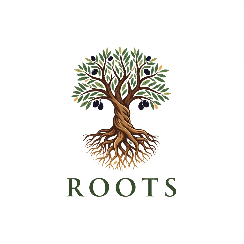 AI Design for can you create a logo for the brand ROOTS es para una marca de deporte basada en valores mediterraneos y elegantes