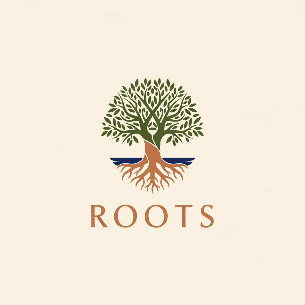 AI Design for can you create a logo for the brand ROOTS es para una marca de deporte basada en valores mediterraneos y elegantes