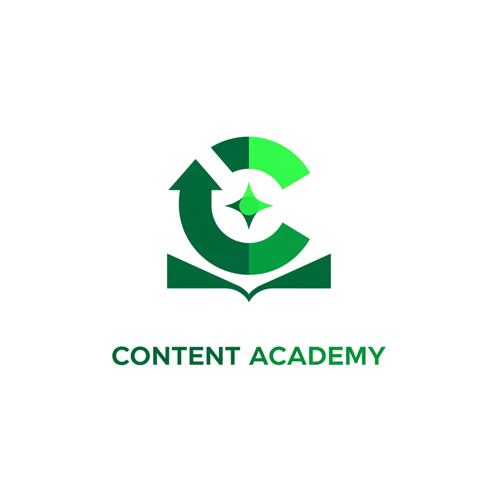 AI Design for Design a premium, modern and memorable logo for a learning platform called "Content Academy". The logo should feel like a billion-dollar edtech brand, combining education, creativity and digital growth. Use a clean geometric icon instead of generic books or graduation caps. Incorporate subtle abstract elements representing knowledge, content creation and innovation. Use a rich green color palette (#16A34A, #22C55E, #15803D) with white background. Flat vector style, scalable, minimalist, negative space, iconic, timeless, Apple-level simplicity, suitable for website, app icon, favicon and social media. No mockups, no 3D, no shadows, no text effects.
