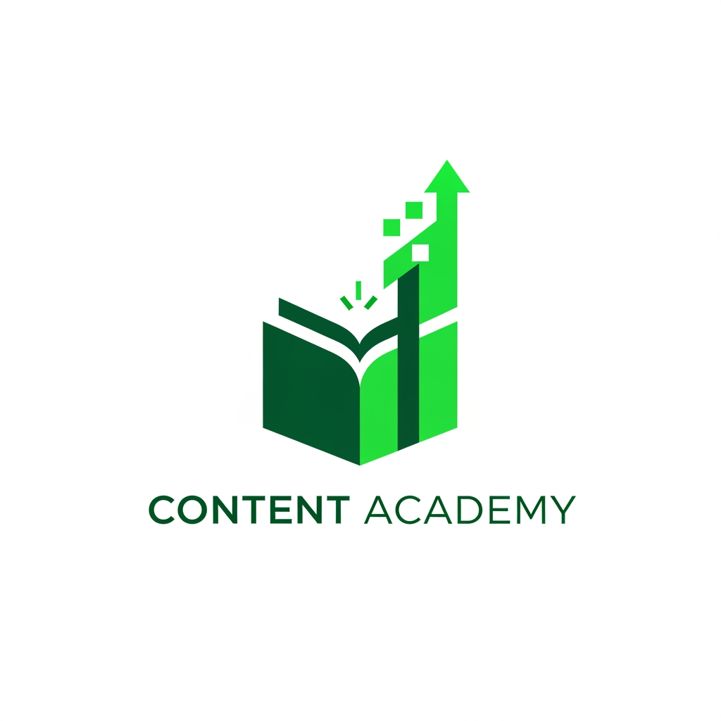 AI Design for Design a premium, modern and memorable logo for a learning platform called "Content Academy". The logo should feel like a billion-dollar edtech brand, combining education, creativity and digital growth. Use a clean geometric icon instead of generic books or graduation caps. Incorporate subtle abstract elements representing knowledge, content creation and innovation. Use a rich green color palette (#16A34A, #22C55E, #15803D) with white background. Flat vector style, scalable, minimalist, negative space, iconic, timeless, Apple-level simplicity, suitable for website, app icon, favicon and social media. No mockups, no 3D, no shadows, no text effects.