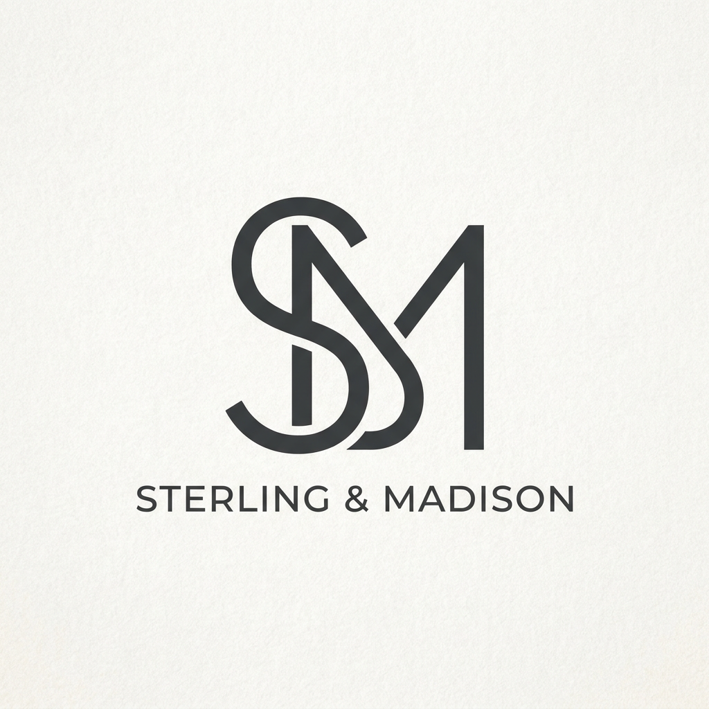 AI Design for A sophisticated and modern logo design featuring the letters S and M intertwined in a seamless, minimalist aesthetic. Use clean geometric lines, a refined sans-serif style, and a professional monochrome palette on a clean white background. The composition should feel balanced, high-end, and iconic, suitable for a premium brand identity.