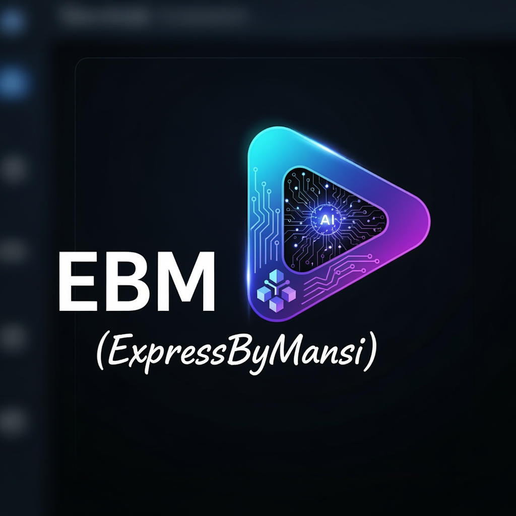 AI Design for EBM(expressbymansi) a youtube channel logo that talk about latest tech ai blockchain , podcast and many more
