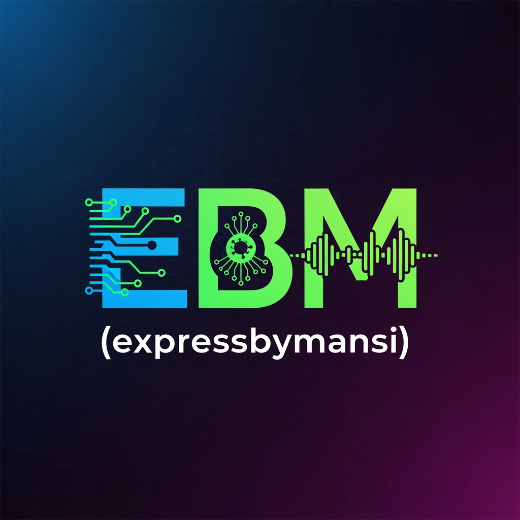 AI Design for EBM(expressbymansi) a youtube channel logo that talk about latest tech ai blockchain , podcast and many more