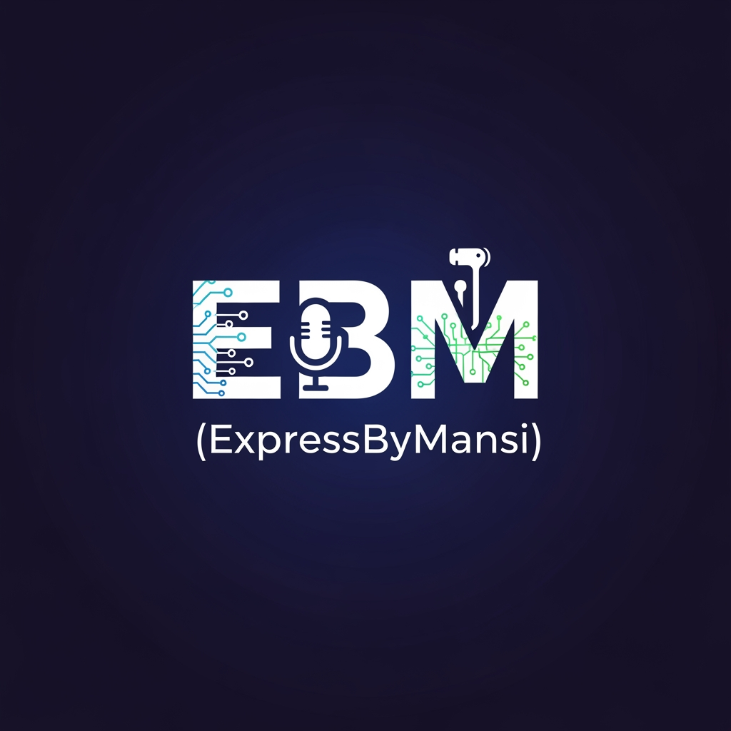 AI Design for EBM(expressbymansi) a youtube channel logo that talk about latest tech ai blockchain , podcast and many more
