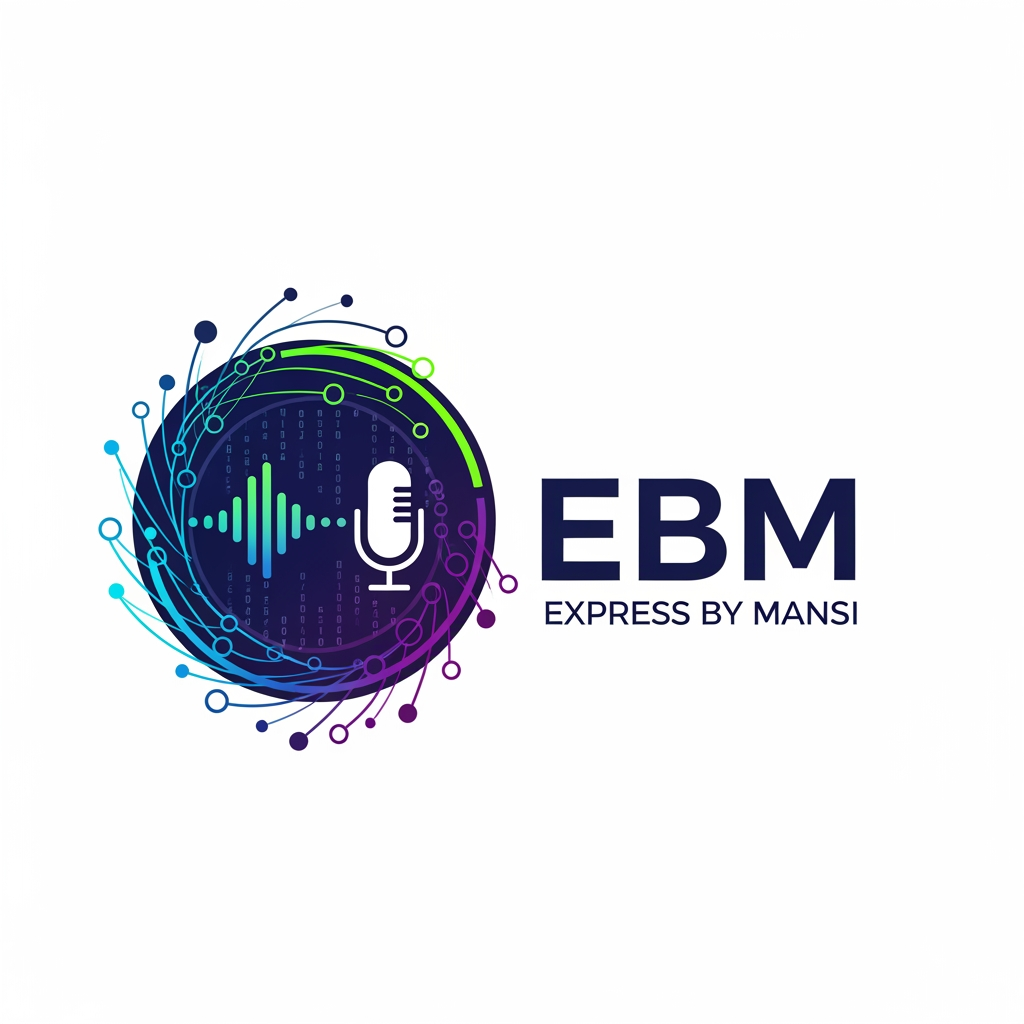 AI Design for EBM(expressbymansi) a youtube channel logo that talk about latest tech ai blockchain , podcast and many more