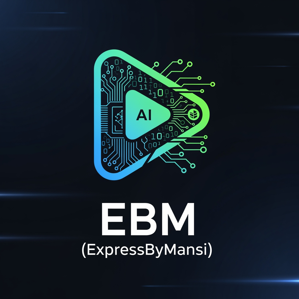 AI Design for EBM(expressbymansi) a youtube channel logo that talk about latest tech ai blockchain , podcast and many more