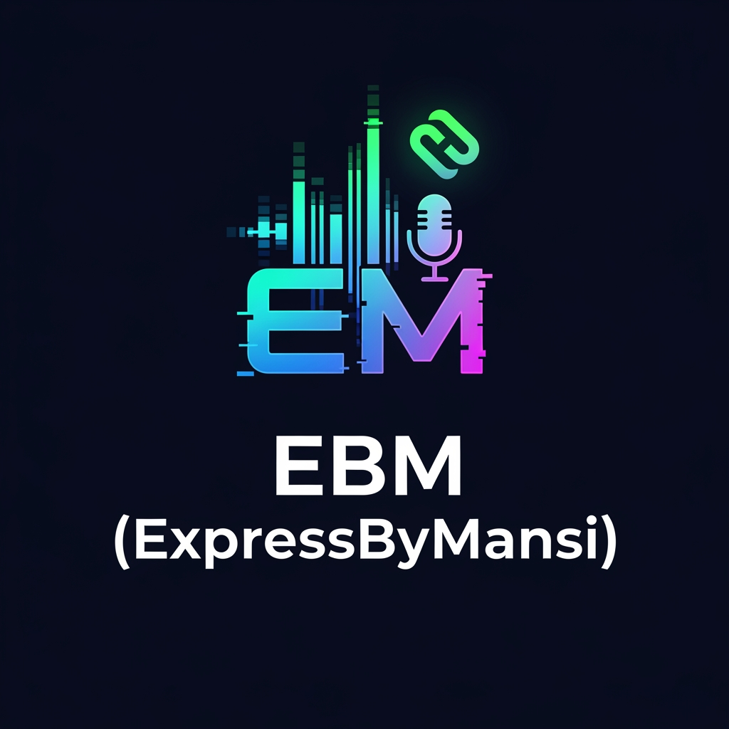 AI Design for EBM(expressbymansi) a youtube channel logo that talk about latest tech ai blockchain , podcast and many more