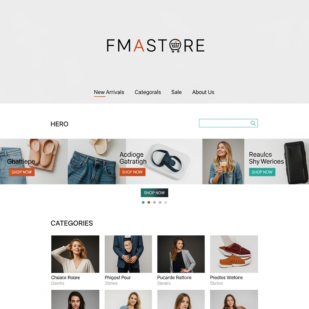 AI Design for make a design with letter FMASTORE logo for e commerce website