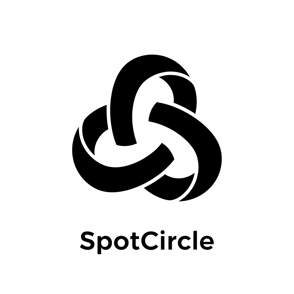 AI Design for Design a premium logo for SpotCircle, a mobile app that helps people discover local communities, hobbies, and meaningful connections.
Create a modern minimal symbol based on the idea of a "connection knot" — not a rope knot, but a clean geometric form where separate paths naturally intertwine to create one unified shape.
The logo should express:
• Belonging
• Connection
• Shared interests
• Community formation
• Finding your people
The symbol should feel like different individuals coming together and creating one shared place. Use 2–3 continuous ribbon-like forms that subtly interconnect and create a meaningful central negative space.
The negative space should be the hero of the mark, representing the community space where people belong.
The design must feel emotionally warm, friendly, modern, and intelligent. It should be highly recognizable at app icon size and memorable after a quick glance.
Visual style:
* 2026 startup branding
* Minimal geometric construction
* Smooth curves
* Bold silhouette
* Strong negative space
* Premium and ownable
Avoid:
* Rope illustrations
* Celtic knots
* Infinity symbols
* Saturn rings
* Orbit logos
* Camera shutters
* Location pins
* People icons
* Chat bubbles
* Puzzle pieces
* Monograms
* Generic tech symbols
The logo should make users feel:
"I found my people."
Flat black vector logo on white background. One iconic symbol only. No gradients, no shadows, no 3D effects.