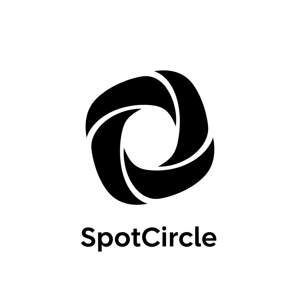 AI Design for Design a premium logo for SpotCircle, a mobile app that helps people discover local communities, hobbies, and meaningful connections.

Create a modern minimal symbol based on the idea of a "connection knot" — not a rope knot, but a clean geometric form where separate paths naturally intertwine to create one unified shape.

The logo should express:

• Belonging
• Connection
• Shared interests
• Community formation
• Finding your people

The symbol should feel like different individuals coming together and creating one shared place. Use 2–3 continuous ribbon-like forms that subtly interconnect and create a meaningful central negative space.

The negative space should be the hero of the mark, representing the community space where people belong.

The design must feel emotionally warm, friendly, modern, and intelligent. It should be highly recognizable at app icon size and memorable after a quick glance.

Visual style:

* 2026 startup branding
* Minimal geometric construction
* Smooth curves
* Bold silhouette
* Strong negative space
* Premium and ownable

Avoid:

* Rope illustrations
* Celtic knots
* Infinity symbols
* Saturn rings
* Orbit logos
* Camera shutters
* Location pins
* People icons
* Chat bubbles
* Puzzle pieces
* Monograms
* Generic tech symbols

The logo should make users feel:

"I found my people."

Flat black vector logo on white background. One iconic symbol only. No gradients, no shadows, no 3D effects.
