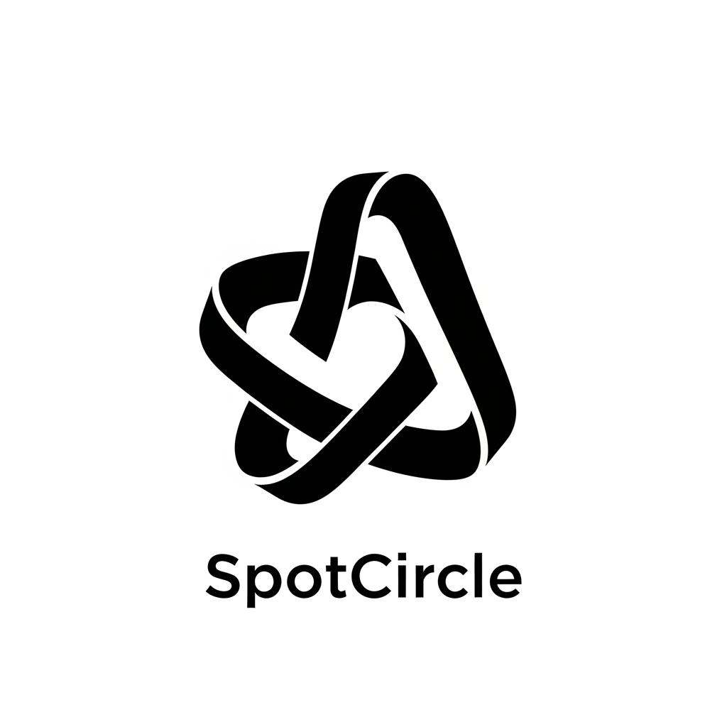 AI Design for Design a premium logo for SpotCircle, a mobile app that helps people discover local communities, hobbies, and meaningful connections.
Create a modern minimal symbol based on the idea of a "connection knot" — not a rope knot, but a clean geometric form where separate paths naturally intertwine to create one unified shape.
The logo should express:
• Belonging
• Connection
• Shared interests
• Community formation
• Finding your people
The symbol should feel like different individuals coming together and creating one shared place. Use 2–3 continuous ribbon-like forms that subtly interconnect and create a meaningful central negative space.
The negative space should be the hero of the mark, representing the community space where people belong.
The design must feel emotionally warm, friendly, modern, and intelligent. It should be highly recognizable at app icon size and memorable after a quick glance.
Visual style:
* 2026 startup branding
* Minimal geometric construction
* Smooth curves
* Bold silhouette
* Strong negative space
* Premium and ownable
Avoid:
* Rope illustrations
* Celtic knots
* Infinity symbols
* Saturn rings
* Orbit logos
* Camera shutters
* Location pins
* People icons
* Chat bubbles
* Puzzle pieces
* Monograms
* Generic tech symbols
The logo should make users feel:
"I found my people."
Flat black vector logo on white background. One iconic symbol only. No gradients, no shadows, no 3D effects.