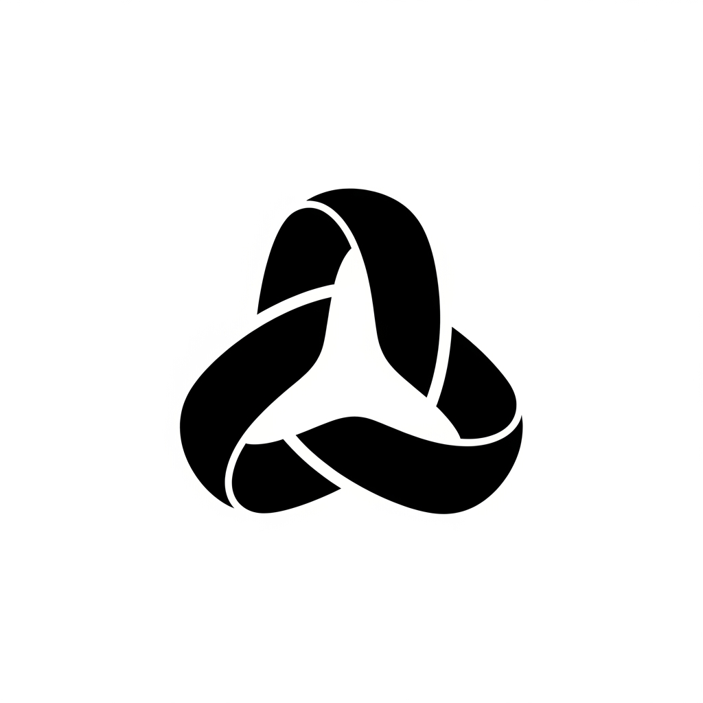 AI Design for Design a premium logo for SpotCircle, a mobile app that helps people discover local communities, hobbies, and meaningful connections.

Create a modern minimal symbol based on the idea of a "connection knot" — not a rope knot, but a clean geometric form where separate paths naturally intertwine to create one unified shape.

The logo should express:

• Belonging
• Connection
• Shared interests
• Community formation
• Finding your people

The symbol should feel like different individuals coming together and creating one shared place. Use 2–3 continuous ribbon-like forms that subtly interconnect and create a meaningful central negative space.

The negative space should be the hero of the mark, representing the community space where people belong.

The design must feel emotionally warm, friendly, modern, and intelligent. It should be highly recognizable at app icon size and memorable after a quick glance.

Visual style:

* 2026 startup branding
* Minimal geometric construction
* Smooth curves
* Bold silhouette
* Strong negative space
* Premium and ownable

Avoid:

* Rope illustrations
* Celtic knots
* Infinity symbols
* Saturn rings
* Orbit logos
* Camera shutters
* Location pins
* People icons
* Chat bubbles
* Puzzle pieces
* Monograms
* Generic tech symbols

The logo should make users feel:

"I found my people."

Flat black vector logo on white background. One iconic symbol only. No gradients, no shadows, no 3D effects.