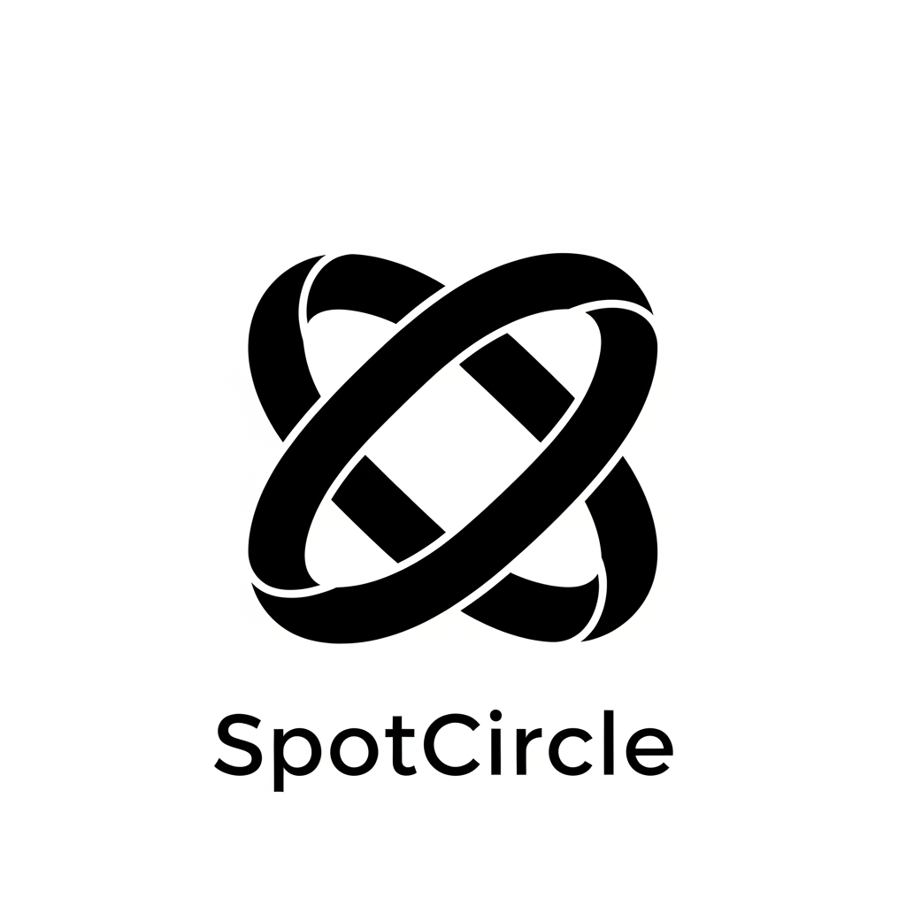 AI Design for Design a premium logo for SpotCircle, a mobile app that helps people discover local communities, hobbies, and meaningful connections.

Create a modern minimal symbol based on the idea of a "connection knot" — not a rope knot, but a clean geometric form where separate paths naturally intertwine to create one unified shape.

The logo should express:

• Belonging
• Connection
• Shared interests
• Community formation
• Finding your people

The symbol should feel like different individuals coming together and creating one shared place. Use 2–3 continuous ribbon-like forms that subtly interconnect and create a meaningful central negative space.

The negative space should be the hero of the mark, representing the community space where people belong.

The design must feel emotionally warm, friendly, modern, and intelligent. It should be highly recognizable at app icon size and memorable after a quick glance.

Visual style:

* 2026 startup branding
* Minimal geometric construction
* Smooth curves
* Bold silhouette
* Strong negative space
* Premium and ownable

Avoid:

* Rope illustrations
* Celtic knots
* Infinity symbols
* Saturn rings
* Orbit logos
* Camera shutters
* Location pins
* People icons
* Chat bubbles
* Puzzle pieces
* Monograms
* Generic tech symbols

The logo should make users feel:

"I found my people."

Flat black vector logo on white background. One iconic symbol only. No gradients, no shadows, no 3D effects.