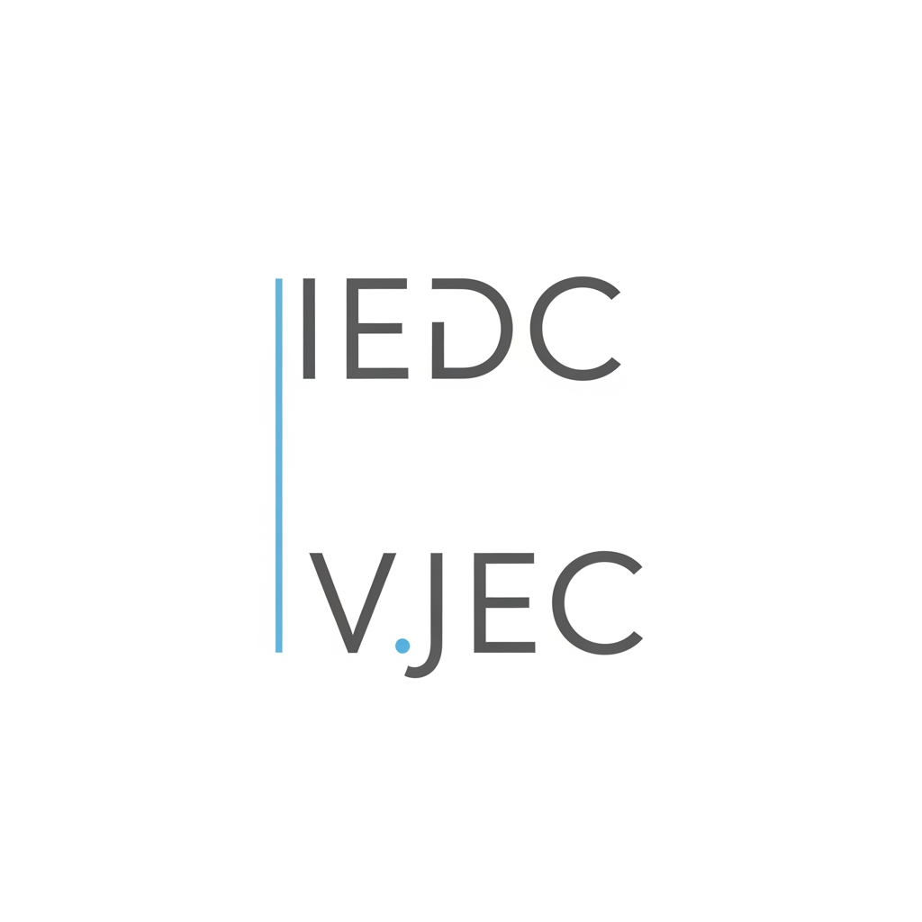 AI Design for a logo for iedc institution nAME VJEC make it minimal change the font arrange the letters vertically