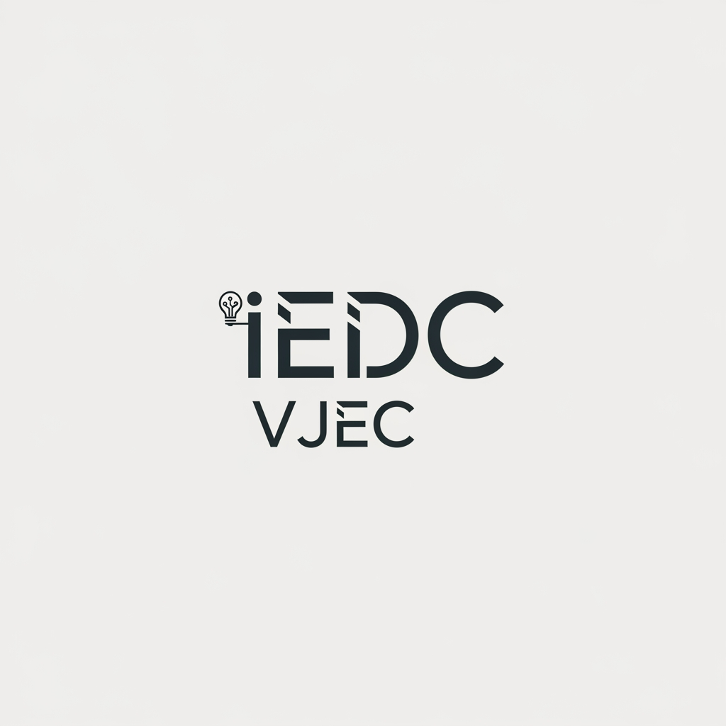 AI Design for a logo for iedc institution nAME VJEC make it minimal change the font arrange the letters vertically