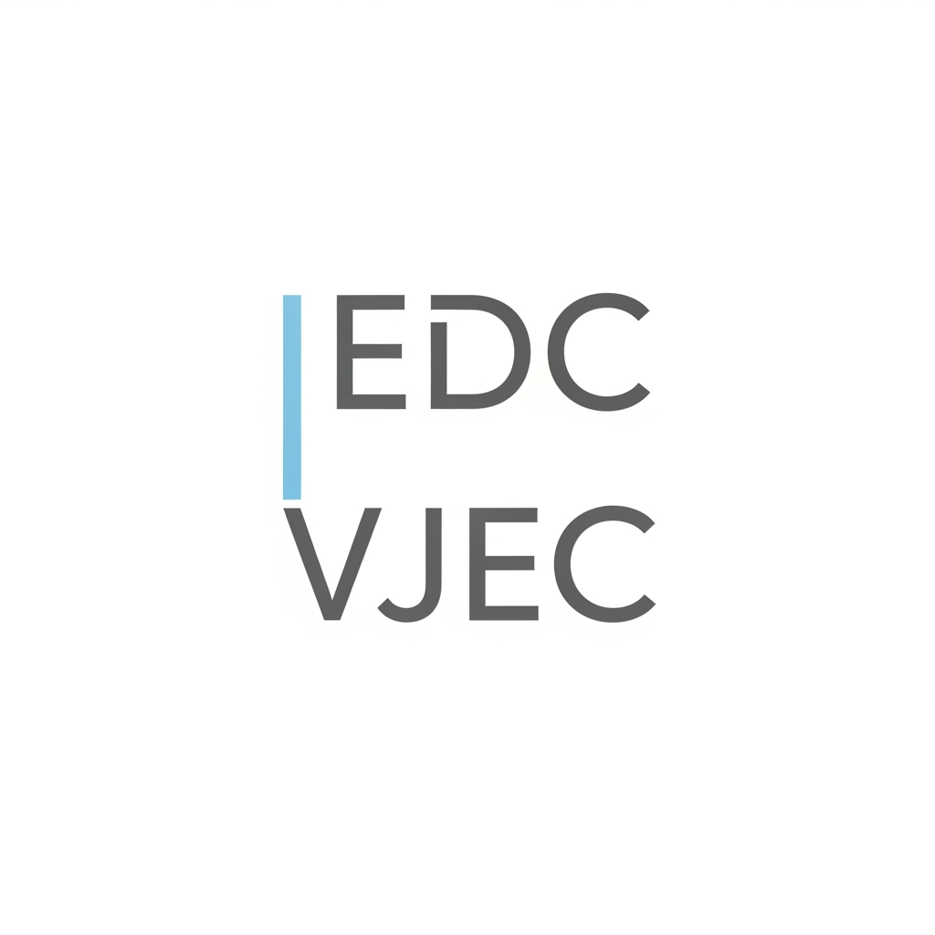 AI Design for a logo for iedc institution nAME VJEC make it minimal change the font arrange the letters vertically