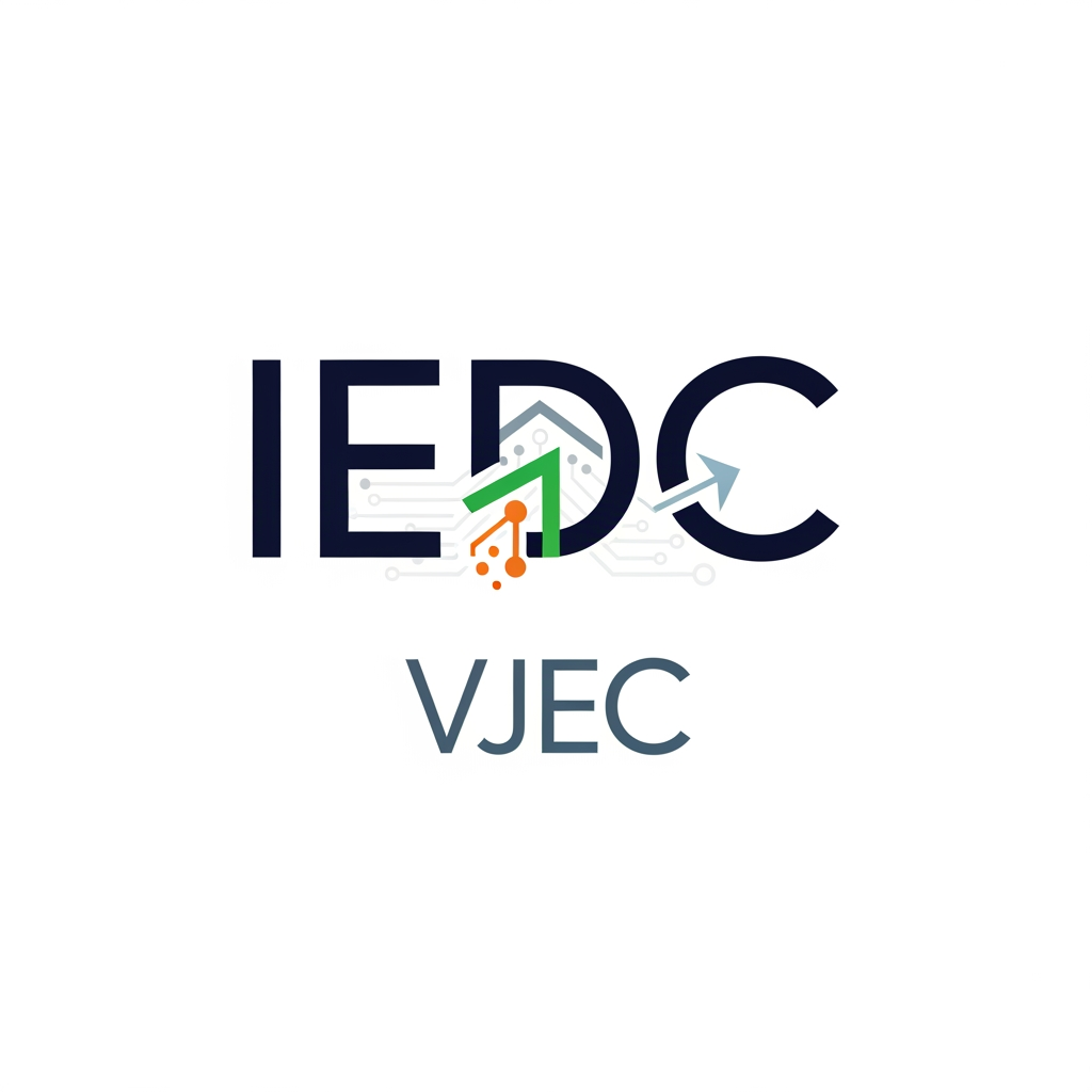 AI Design for a logo for iedc institution nAME VJEC make it minimal change the font